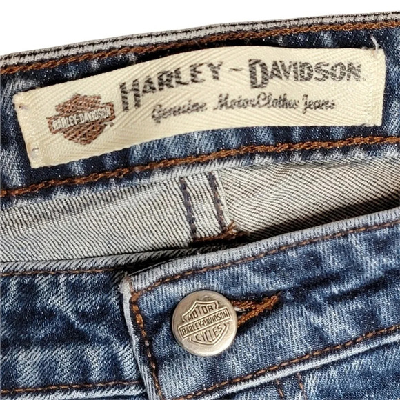 HARLEY DAVIDSON Women's Highrise Medium Wash Bootcut Jeans Size 8 Long Blue - Picture 8 of 16